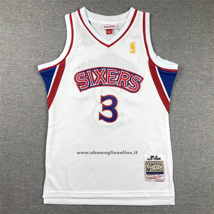 Maglia Bambino Philadelphia 76ers Allen Iverson #3 Mitchell & Ness 1996-97 Bianco